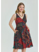 V Neck Robe Black Patterned Plus Size Dress 4585